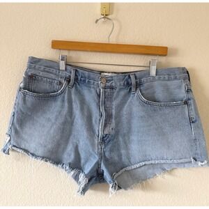 Agolde Organic Cotton Denim Ram Hem Parker Button Fly Shorts Size 34 Festival